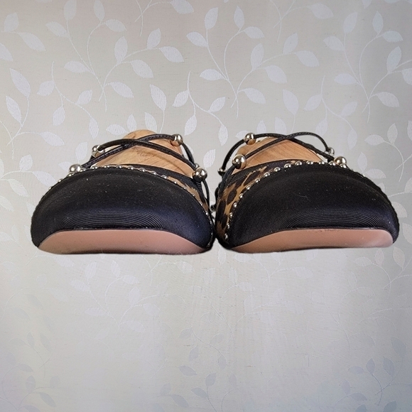 Aquazzura Leopard Print Ballet Flats - Suede Lace Up Ballerina Style 38.5 - Picture 5 of 16